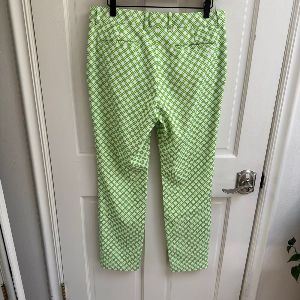 Tory Burch Sport Printed Tech Twill Golf Ankle Pants in Greenery Baseline Plaid - Picture 6 of 10